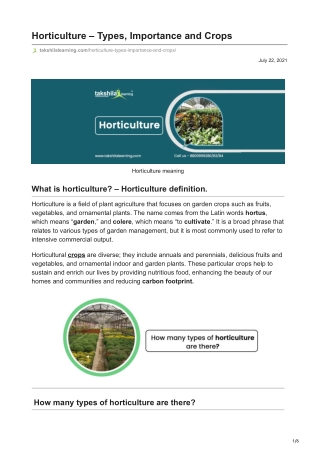 takshilalearning.com-Horticulture  Types Importance and Crops