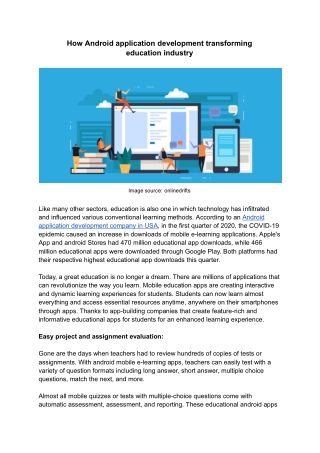 How Android application development transforming education industry
