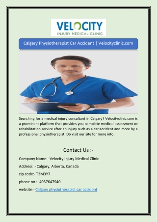 Calgary Physiotherapist Car Accident | Velocityclinic.com