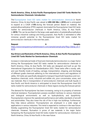 North America, China, & Asia Pacific Fluoropolymer Lined ISO Tanks Market