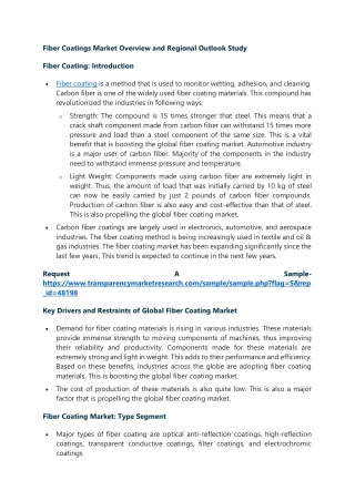 Fiber Coatings Market Overview and Regional Outlook Study