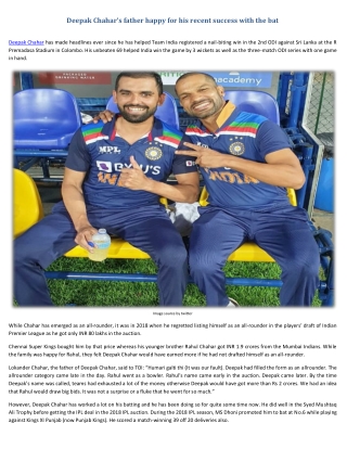Deepak Chahar’s father happy for his recent success with the bat