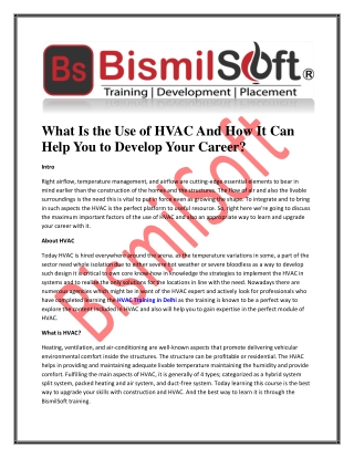 What Is the Use of HVAC And How It Can Help You to Develop Your Career