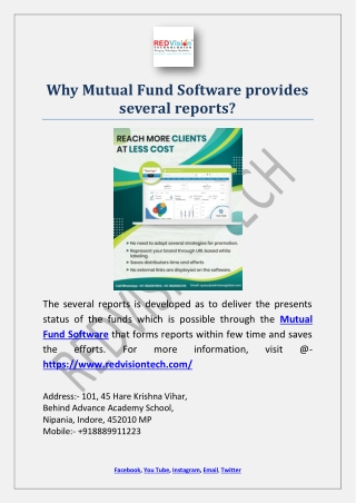 Why Mutual Fund Software provides several reports