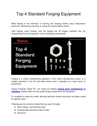 Top 4 Standard Forging Equipment