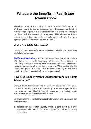 What is Real Estate Tokenization?