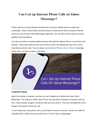 Can I set up Internet Phone Calls on Yahoo Messenger?
