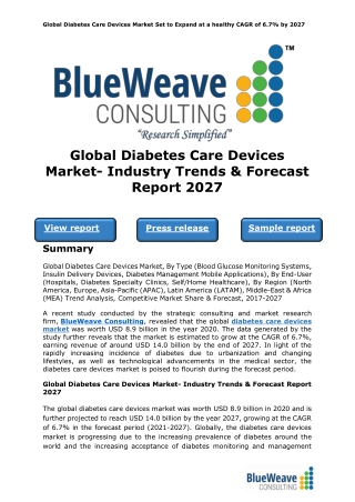 Global Diabetes Care Devices Market