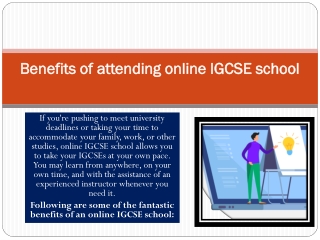 Benefits of attending online IGCSE school