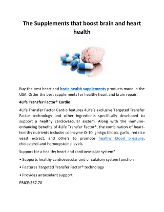 The Supplements that boost brain and heart health