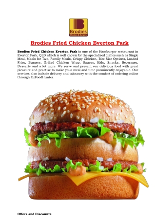 5% Off - Brodies Fried Chicken Restaurant Everton Park Menu, QLD