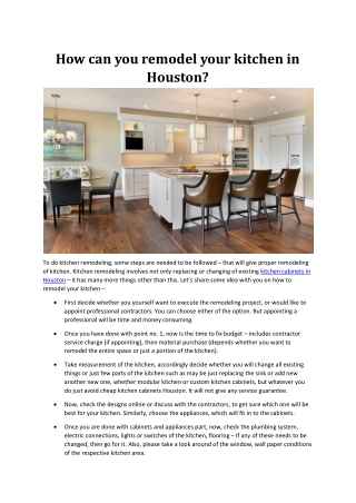 How can you remodel your kitchen in Houston