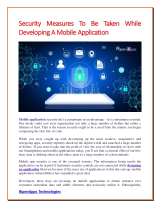 Security Measures To Be Taken While Developing A Mobile Application