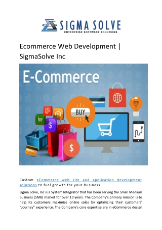 Ecommerce Web Development | SigmaSolve Inc