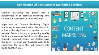 Significance Of Best Content Marketing Services