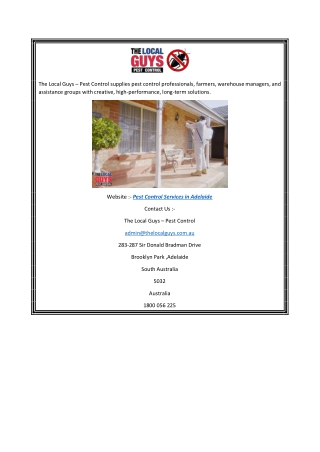 Find Pest Control Services in Adelaide  Thelocalguyspestcontrol.com.au