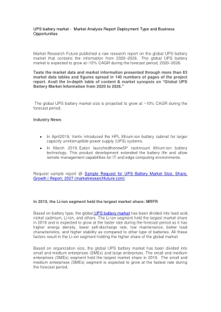 UPS battery market-market deployment , analysis