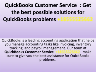 QuickBooks Customer Service  : Get the best possible solutions for QuickBooks