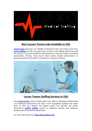 Best Locums Tenens Jobs Available in USA