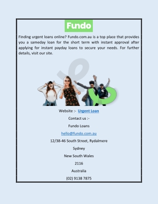 Urgent Loan | Fundo.com.au