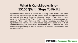 What Is QuickBooks Error 15106?[With Steps To Fix It]