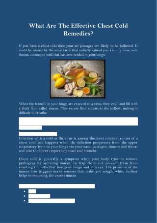 What Are The Effective Chest Cold Remedies