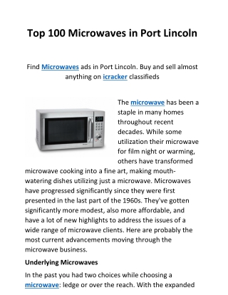 Top 100 Microwaves in Port Lincoln