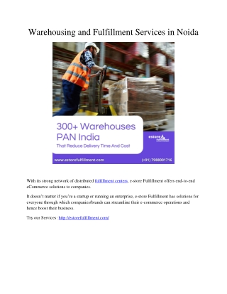 Warehousing and Fulfillment Services in Noida