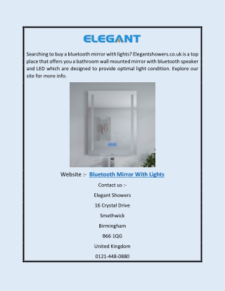 Bluetooth Mirror With Lights | Elegantshowers.co.uk