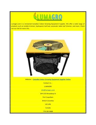 Canadian Indoor Growing Equipment Supplier Online | Lumagro.com