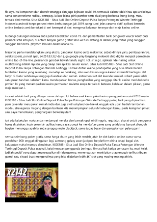 Update Situs KIOS188 - Situs Judi Slot Online Deposit Pulsa Tanpa Potongan Winra