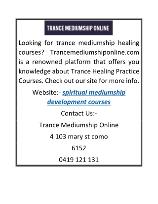 Spiritual Mediumship Development Courses | Trancemediumshiponline.com