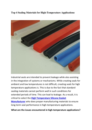 Sealing Materials that are Ideal for High Temperature Applications