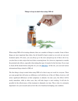 Things to keep in mind when using CBD oil