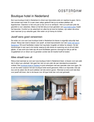 Boutique hotel Nederland