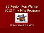 SE Region Pop Warner 2012 Tiny Mite Program