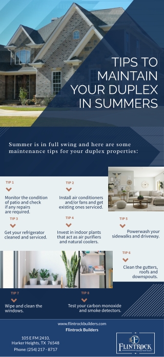 Tips To Maintain Your Duplex In Summers