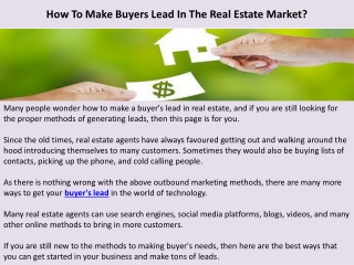 How To Make Buyers Lead In The Real Estate Market?