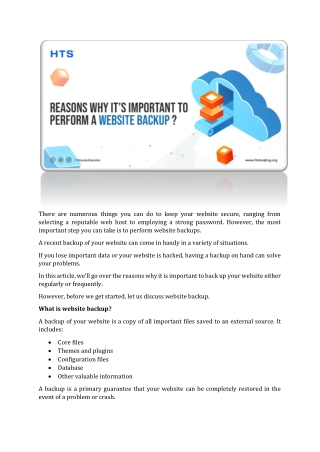 Reasons Why it’s Important to Perform a Website Backup?