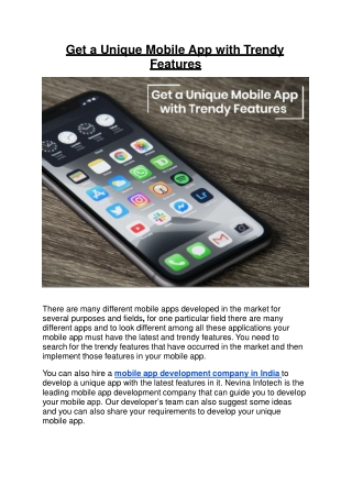 Get a Unique Mobile App with Trendy Features