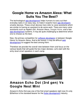 Google Home vs Amazon Alexa