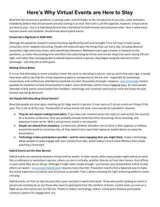 Here's Why Virtual Events are Here to Stay