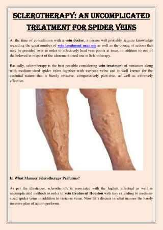 Sclerotherapy An Uncomplicated Treatment For Spider Veins