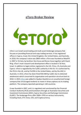 eToro Broker Review