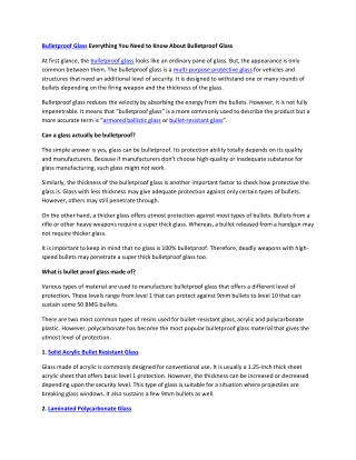 Bulletproof Glass Everything You Need to Know About Bulletproof Glass