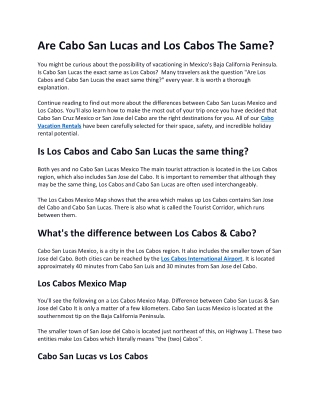 Are Cabo San Lucas and Los Cabos The Same?