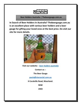 Beer Holders Australia | Thebeergauge.com.au