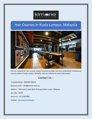 Hair Courses in Kuala Lumpur, Malaysia