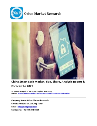 China Smart Lock Market Trends, Size, Competitive Analysis and Forecast 2019-202
