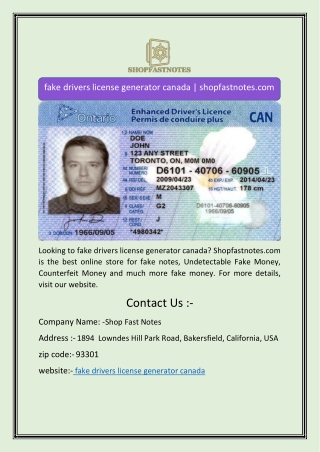 fake drivers license generator canada | shopfastnotes.com